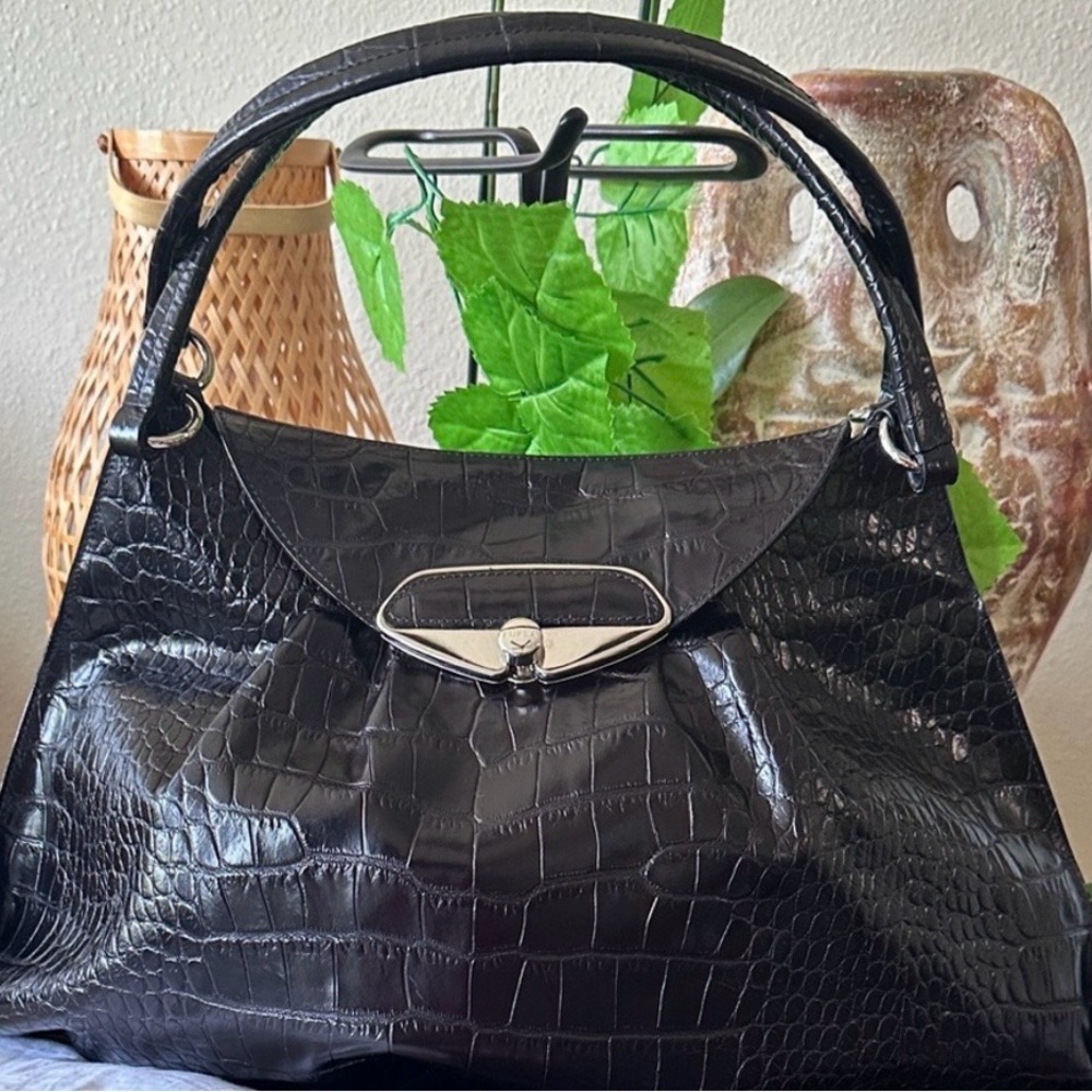 Must Go‼️ Like New Furla Black Crocodile-Embossed Bag. Read Description Below 👇